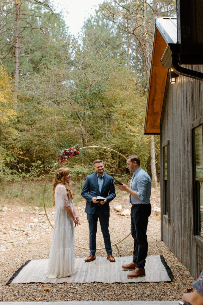 Groom reciting vows during elopement ceremony