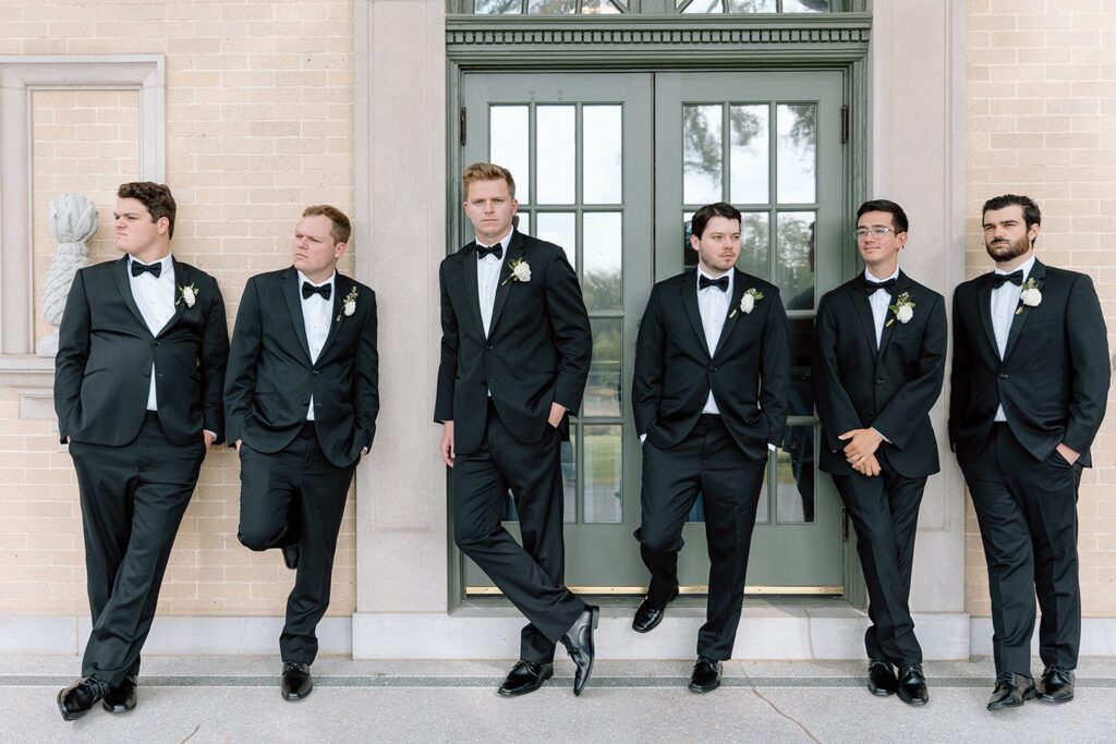 Groom and groomsmen portrait at Mansion at Woodward Park Wedding