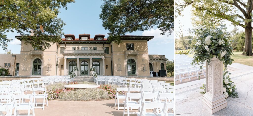 Outdoor wedding ceremony at the Mansion at Woodward Park