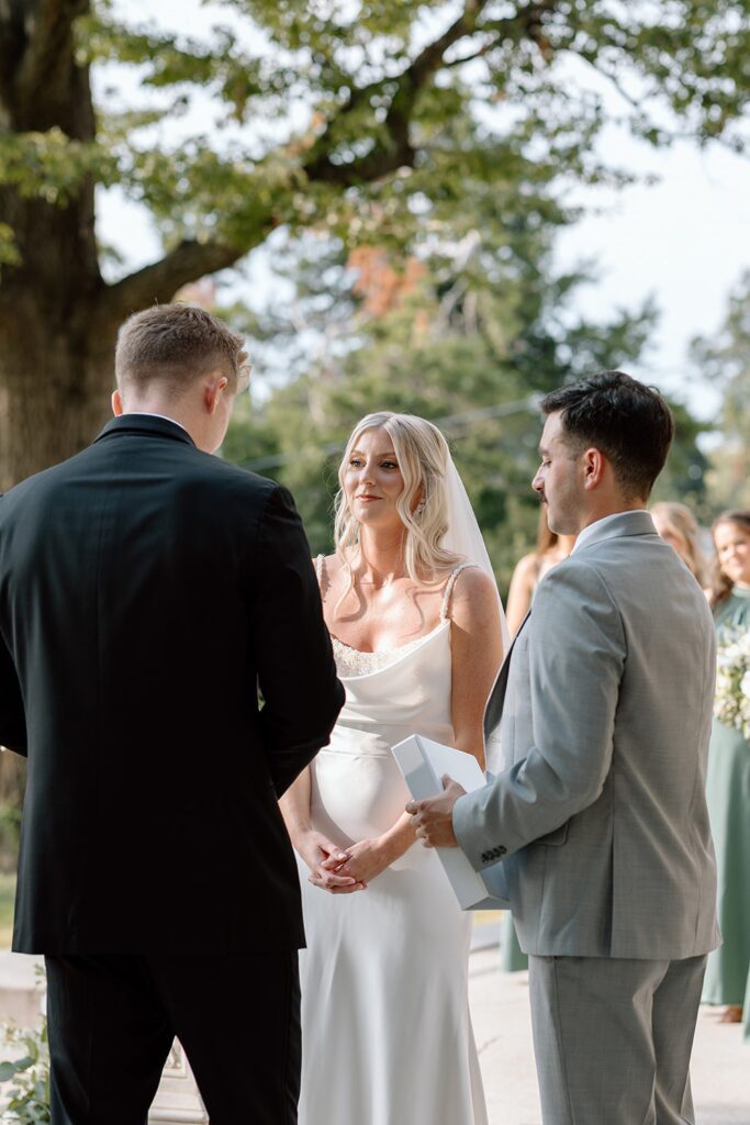 Outdoor wedding ceremony at the Mansion at Woodward Park 