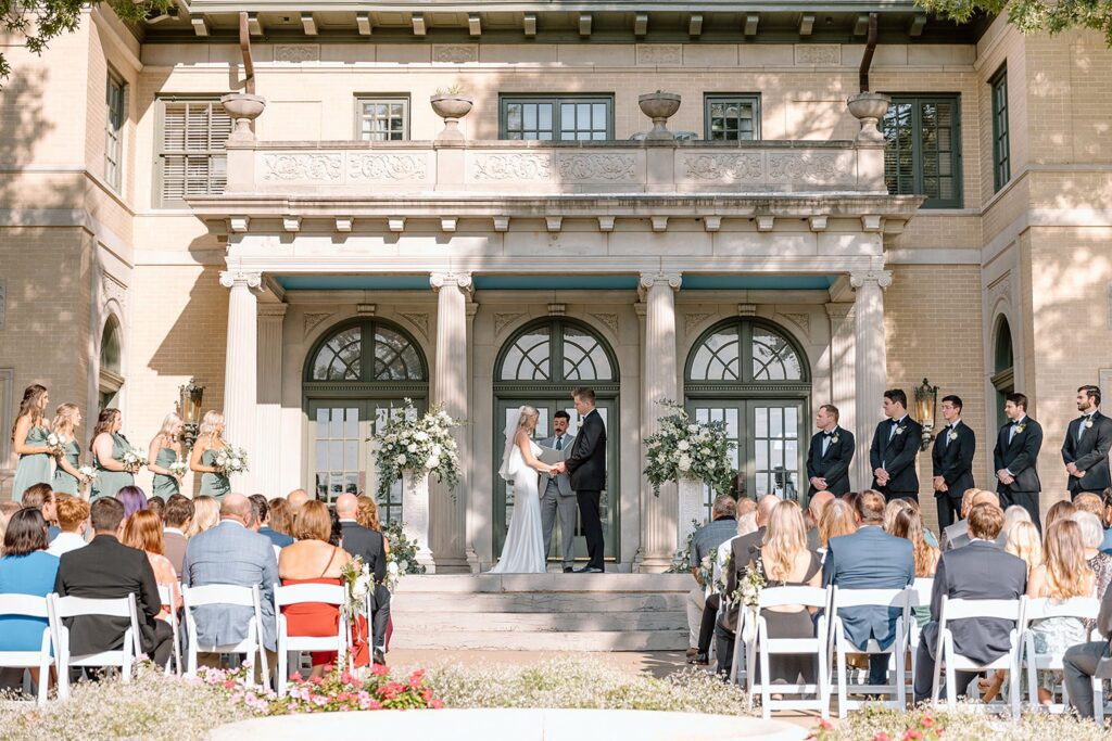 The Mansion at Woodward Park wedding outdoor ceremony