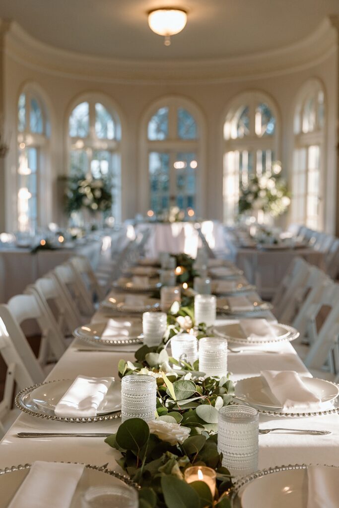 Reception decor for The Mansion at Woodward Park wedding
