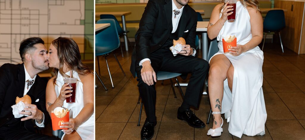 Tulsa couple eating McDonald's after their wedding