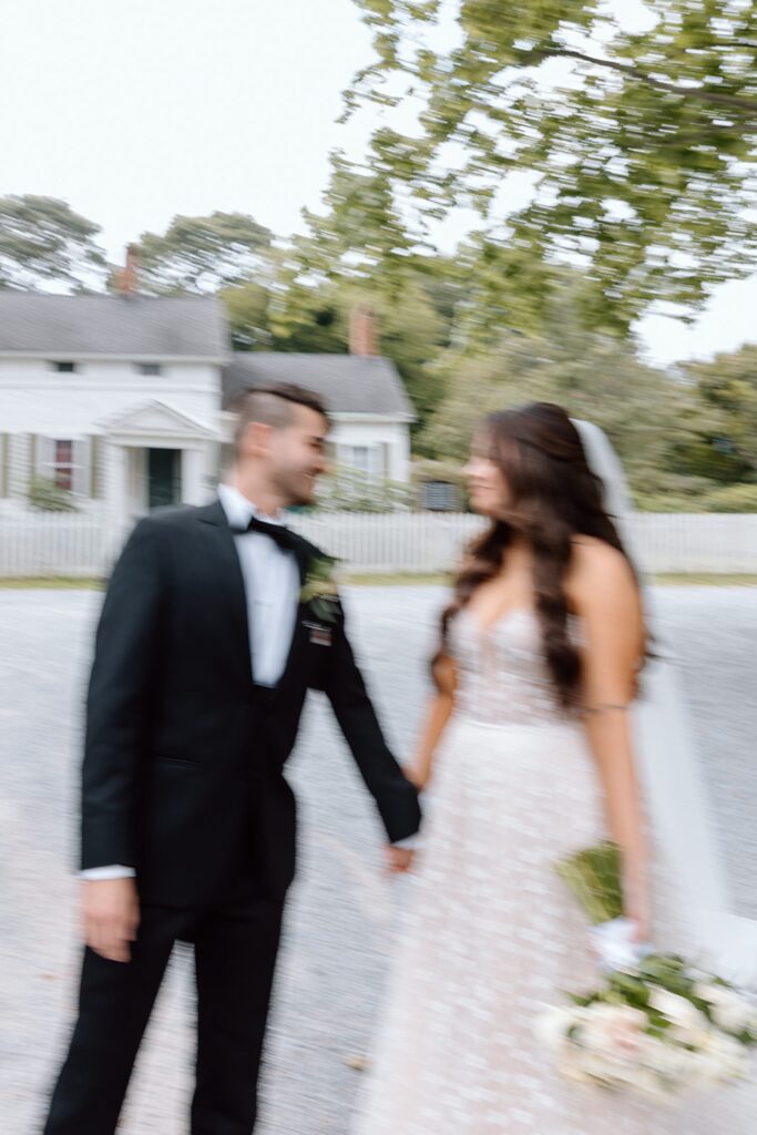 Blurry and in motion couple wedding portrait