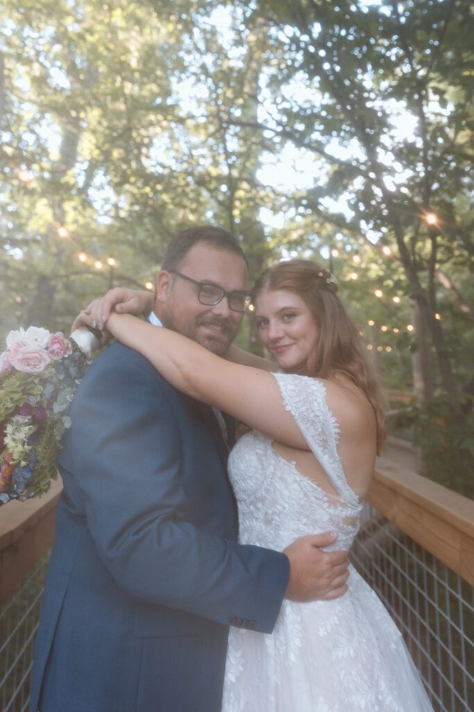 hazy bride and groom portrait 