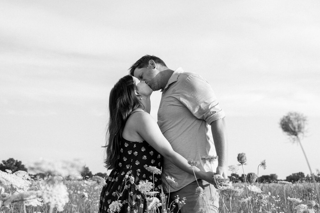 black and white couple kissing 