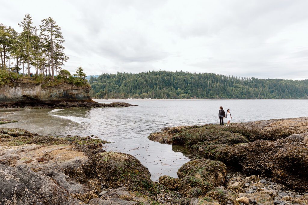 couple on beach engagement elopement at olympic national park 
