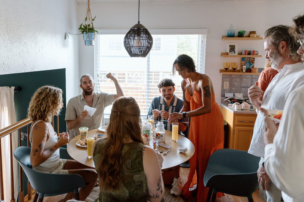 people eating breakfast before elopement 