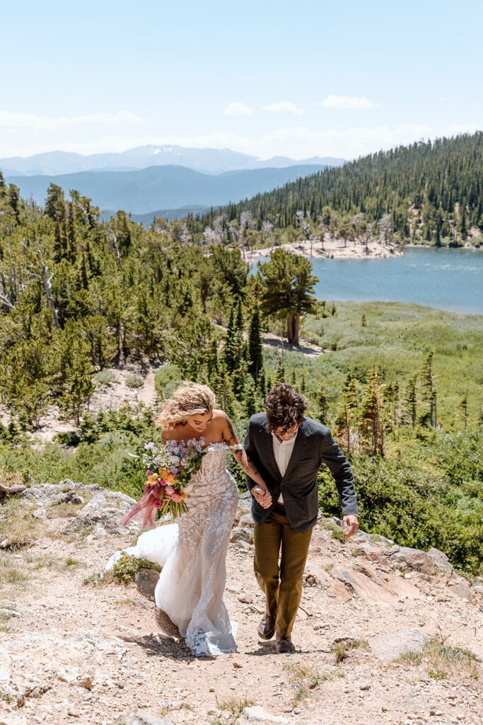 bride and groom married at St. Mary's Glacier, Colorado elopement 