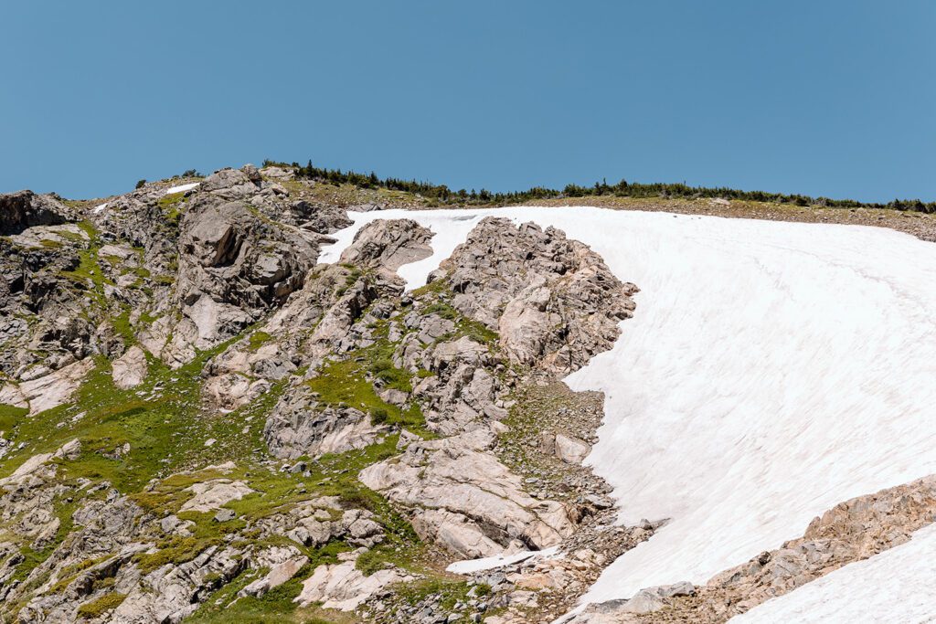St Mary's Glacier ice at elopement in Colorado 