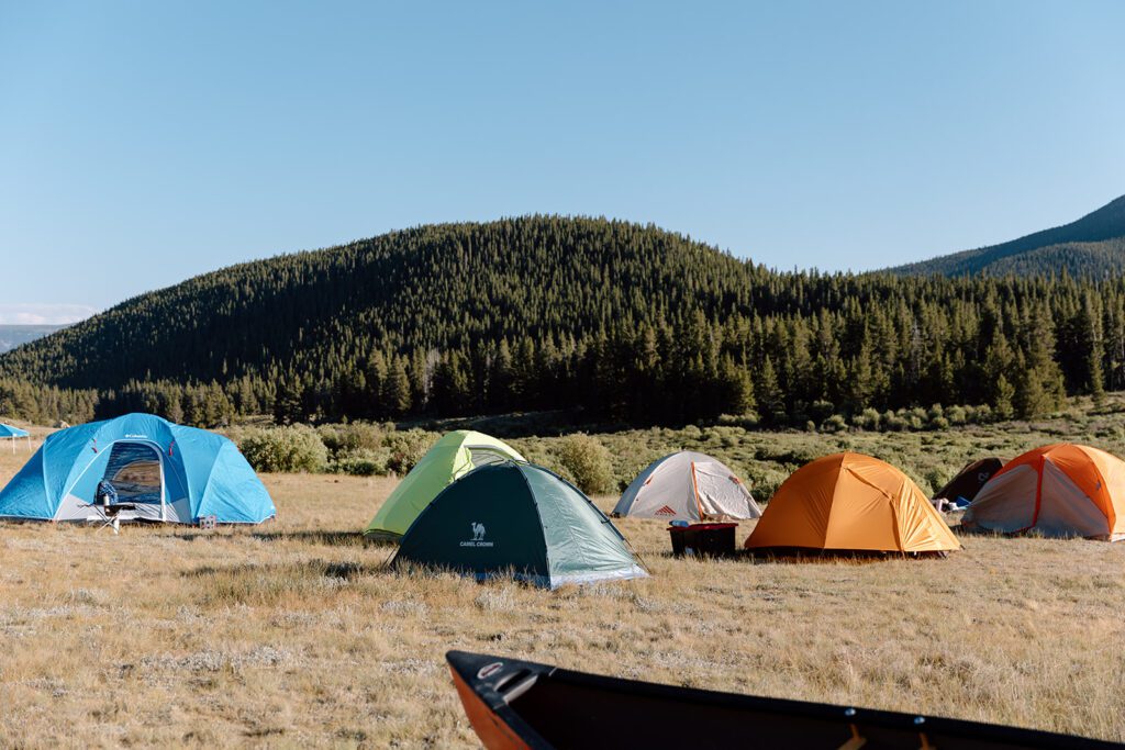 tents at camping reception for Colorado elopement Guanella's Pass Campsite 